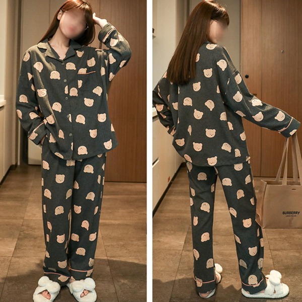 Sovkläder Pyjamas Dam vår och höst bomull långärmad tunn M