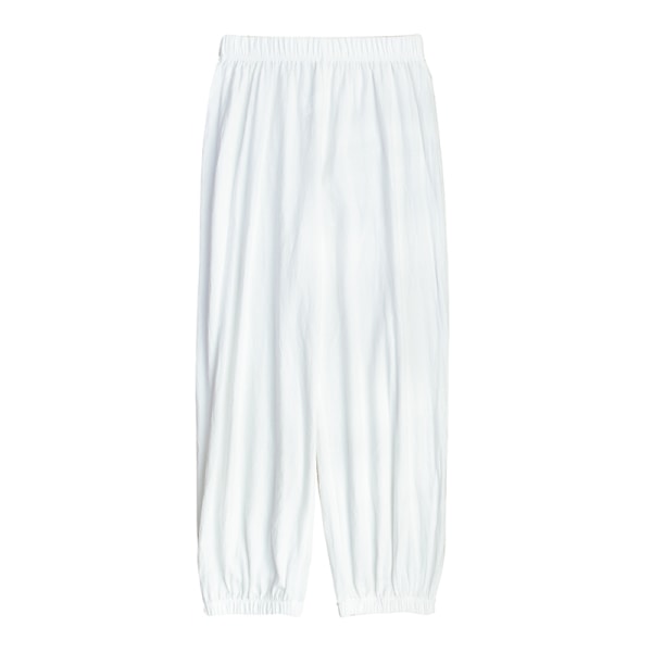 Kvinder høj midja Palazzo Pant Straight Leg Loungewear White M