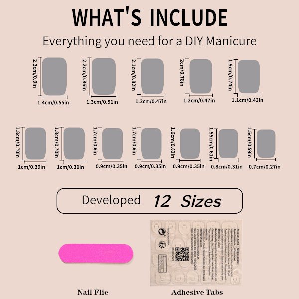 Nya enfärgade bärbara nagelstickers rektangulära vita avtagbara nagelstickers färdiga nagelbitar
