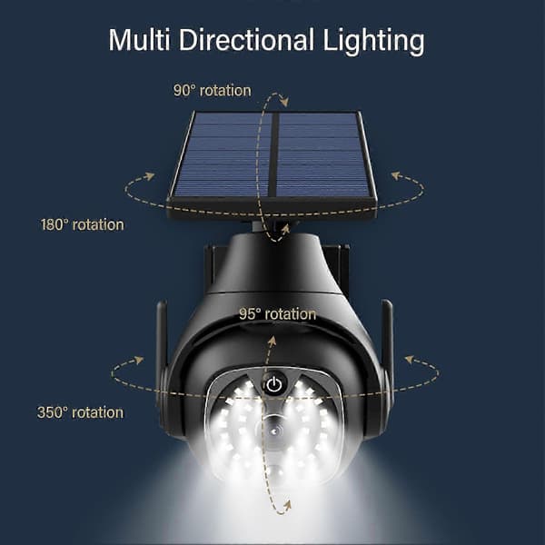 Solar Sensorlampe 300lm 3 Moduser Vanntett Simulert Kamera Bevegelsessensorlampe for Hage Gård Gate