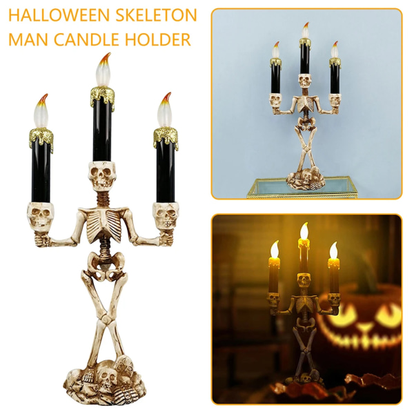 Halloween Ghost Hand Candle Lights Skull Holding Lamp Dekoration Silver