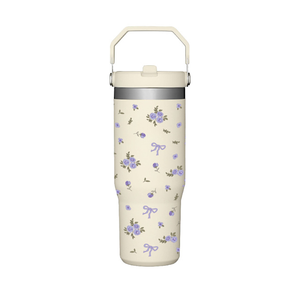 Kreativt tryck bärbar bilmugg jätte 309 rostfritt stål termosmugg bil ismugg purple flowers