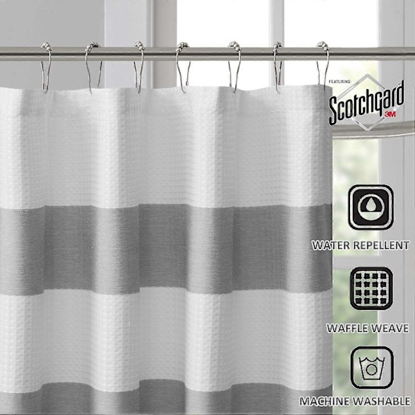 Madison Park Spa Vaffel Bruseforhæng, Ensfarvet Mikrofiberstof med 3M Scotchgard Vandafvisende Behandling, Standard 72X72, Grå