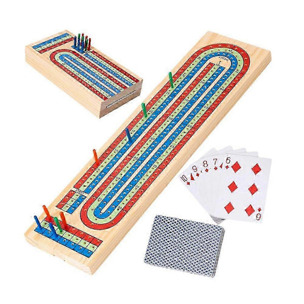 1 Set Cribbage Brädspel Bord Solid Trä Fest Brädspel Bräd Cribbage Kort Bräda