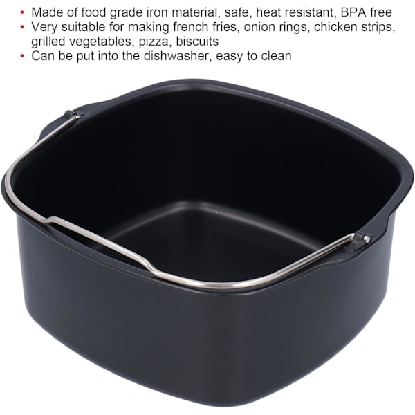 Kakform, kakform, värmebeständig kakform för fritös i järn, non-stick pizzapanna, återanvändbar bakform, fritöstillbehör (18 cm)