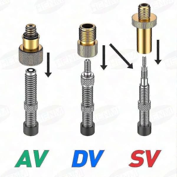 12x Cykeldäck Luftpump SV AV DV Ventil Koppar Plast Adapter Set