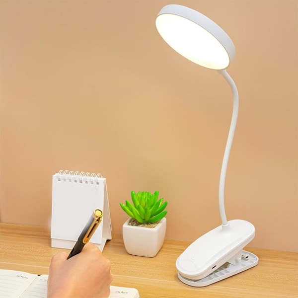 LED USB Klemmelampe Touch Kontrol, 3 Lysindstillinger Justerbar Lysstyrke Skrivebordslampe, Læselampe Sengelampe