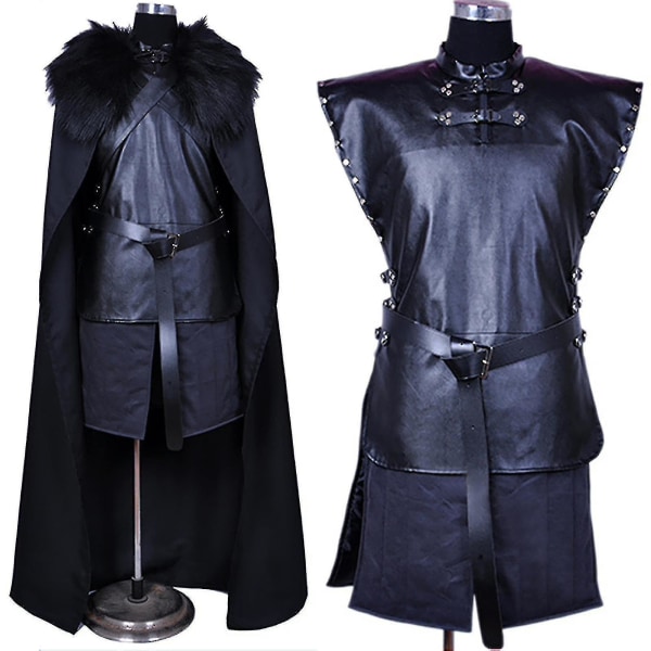 2023-game Of Thrones Jon Snow Costume än Fancy Dress Cape Set Party Outfit S Black M