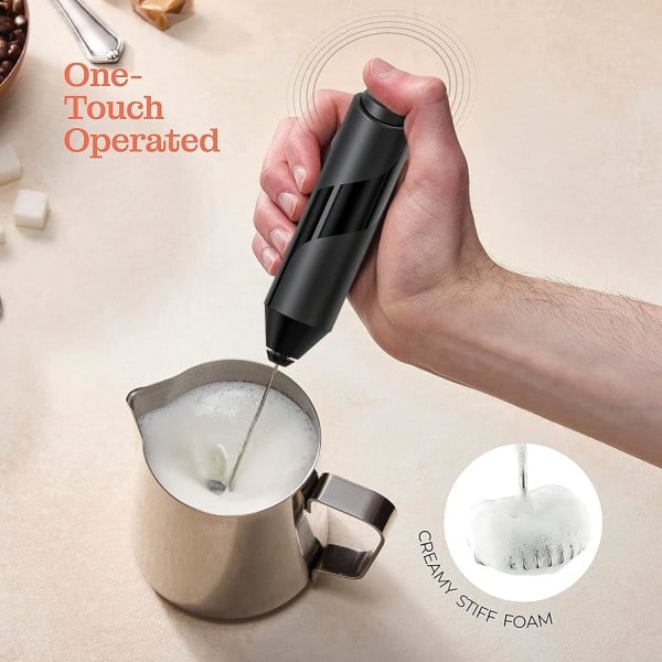 Håndholdt Elektrisk Melkeskummer Visp, Mini Automatisk Melkeskummer Røreverktøy, for å Forberede Lattes, Cappuccinoer og Varm Sjokolade