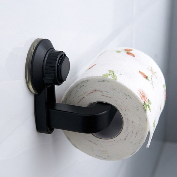 Musta Vedenpitävä WC-paperiteline Hylly Keittiö Säilytys Kosteudenkestävä Pyyhe Tarvikkeet Hylly Seinään Asennettava Paperiteline B
