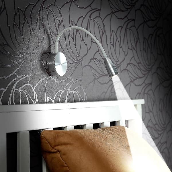 LED Sengelampe med Svanhals, Veggmontering, 3 W, Kald Hvit