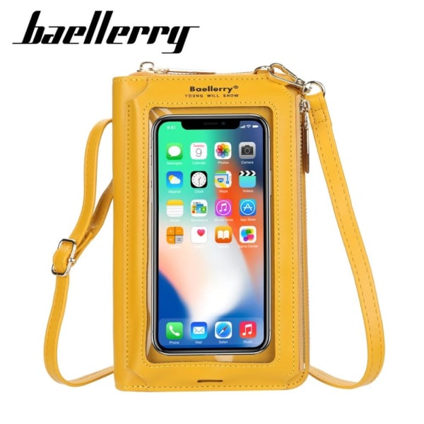 axelväska mobilväska med axelrem för mobil gul