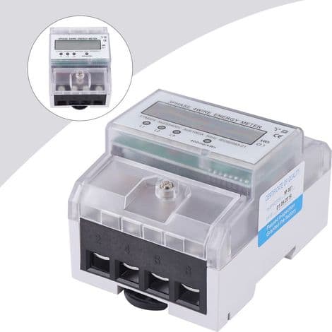 Trefaset LCD-måler kalibrert for DIN-skinnemontering med 3x230/400V 80A strømmåler
