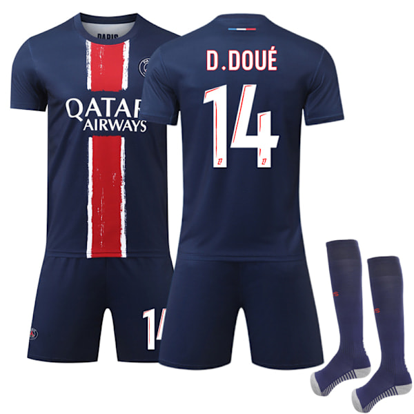 2024-2025 Paris Saint-Germain Koti Lasten Aikuisten Jalkapallopaita No.14 D.Doue XS