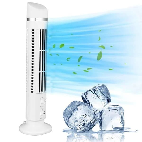 13\" Bladeless tårnventilator, 90° oscillerende indendørs ventilator, bærbar USB piedestalventilator, hvid