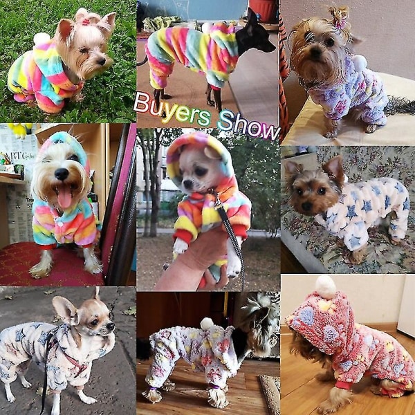 Hundkläder Pyjamas Fleece Jumpsuit Vinter Hundkläder Fyra ben Varma husdjurskläder Outfit Liten hund Stjärndräkt Klädsel Rose Röd XXL