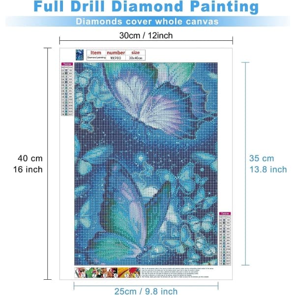 30*40 CM 5D Diamantmaleri Sæt efter Nummer Sommerfugl Diamo