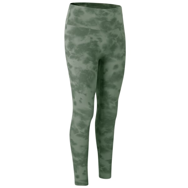 Womens High Waist Gym Leggings Fitness Sport Löp Yoga Byxor Tie Dye Army Green 2XL