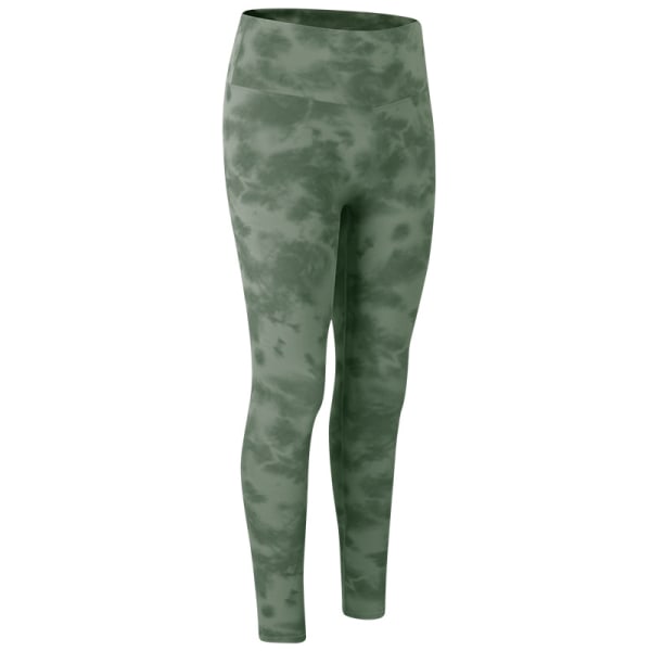 Womens High Waist Gym Leggings Fitness Sport Löp Yoga Byxor Tie Dye Army Green XL