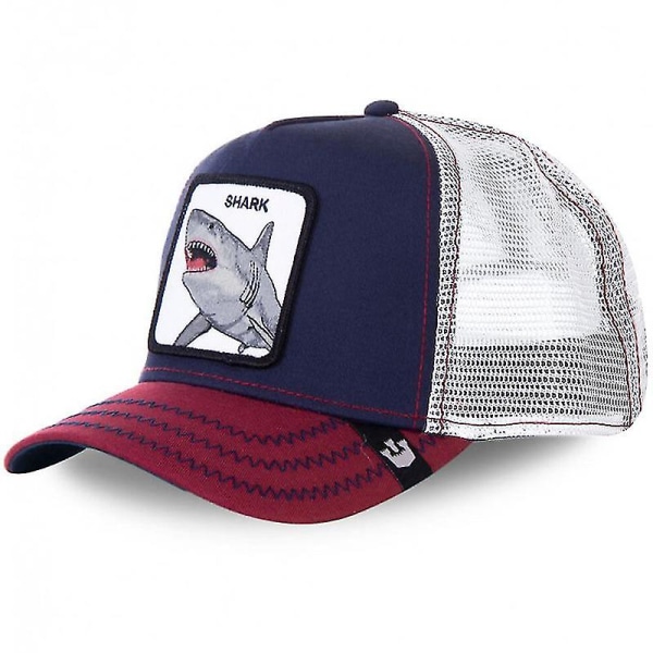 Udsalg Dyrebaseballkasket Solbeskyttelse Mesh Broderet Trucker Hat Shark navy red