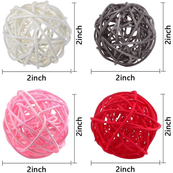 24 stk farvede takraw kugler 5 cm hver 6 (rød+pink+grå+hvid Red+Pink+Gray+White 24pcs