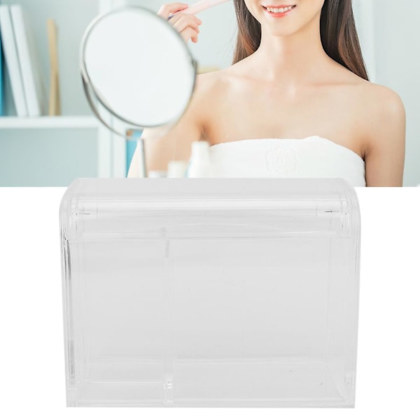 Gennemsigtig opbevaringsboks til vatpinde Makeup Pudder Puff Kosmetisk værktøj Organizer Container