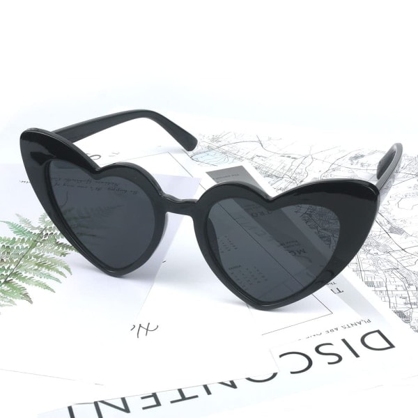 Hjerteformede solbriller for kvinner, retro cat eye mote solbeskyttelse UV retro briller