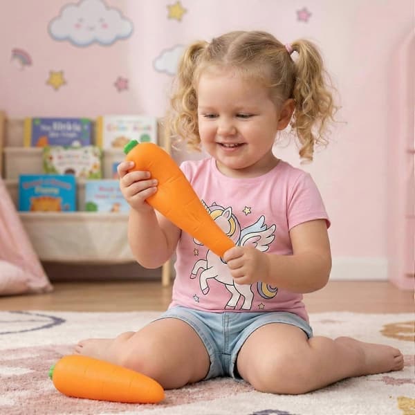 Kæmpe gulerod Squishy Stressbold, Jumbo Squishy Grøntsag Ultra Squishy og Formbar Langsom Stigende Afslappende Sensorisk Fidget Stress til Angstdæmpning 2pcs