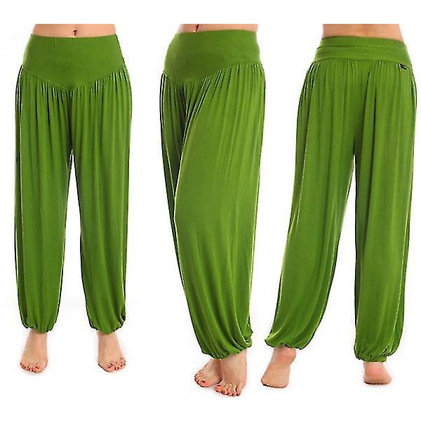 Yogabyxor med vida ben för kvinnor Grass Green 2XL