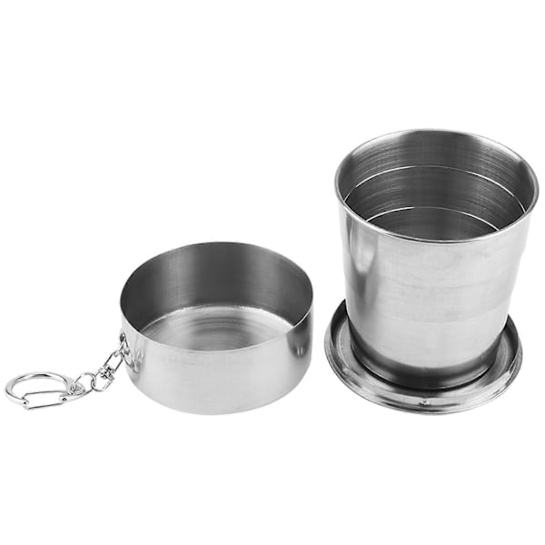 Vikbar hopfällbar mugg i rostfritt stål för utomhusbruk, resor och camping (4-faldig, 250 ml)