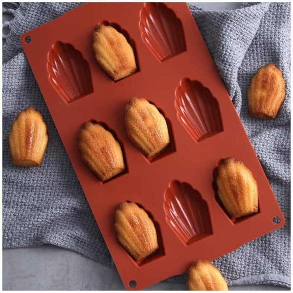3-pak 9-huls silikone Madeleine-forme til kage, gelé, budding - høj kvalitet