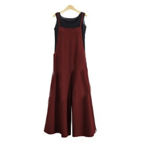 sele jumpsuit ren färg vida byxor dark red L