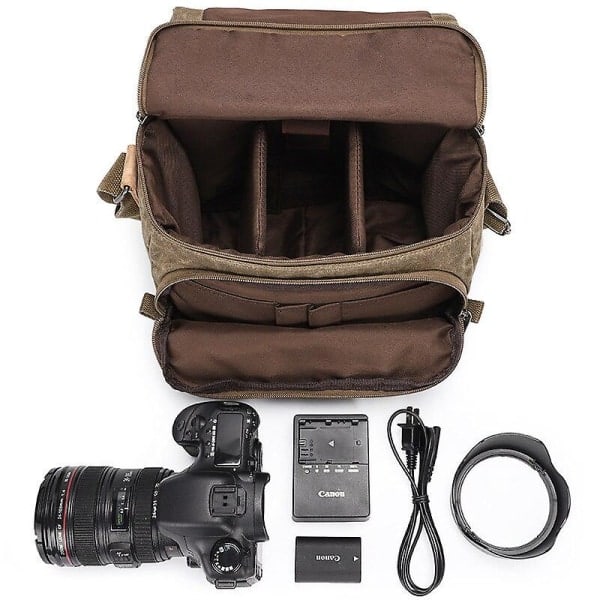 Vintage Canvas Valokuvaus Olkalaukku Sling SLR Kamerakassi Pieni Matka Rento Messenger Laukut Nikon Sony Canon Harmaa