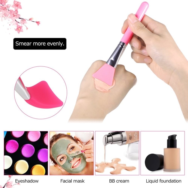 Silikone Makeup Børste Sæt Pulver 6 stk Pink