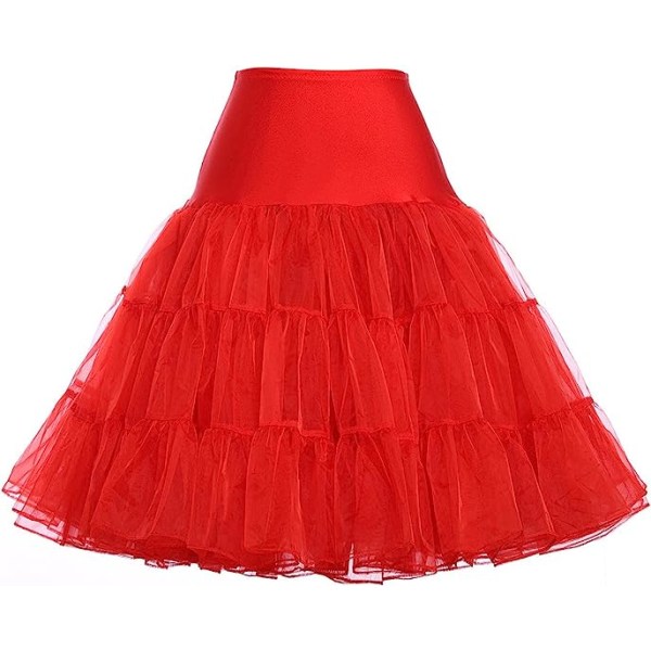 50-tals underkjol Rockabilly Dress Crinoline Tutu för kvinnor Red L