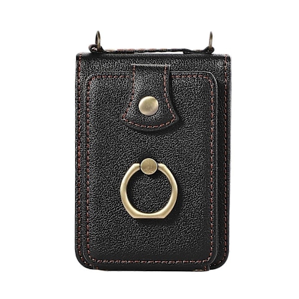 Crossbody-pung etui til Samsung Galaxy Z Flip 6, skulderrem, ringstativ, RFID-kortlomme, læder etui Rød Til Galaxy Z Flip 6