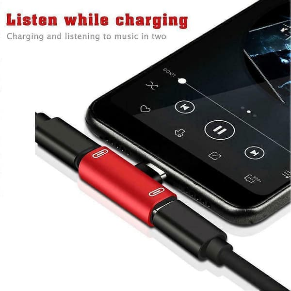 2 in 1 Dual USB-C Type C -jakajasovitin kuulokkeille Androidille silver/C