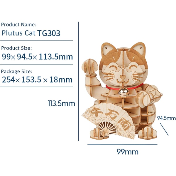 3D trepuslespill byggeleker - DIY Model Craft Kit - Lucky Cat Lucky Cat