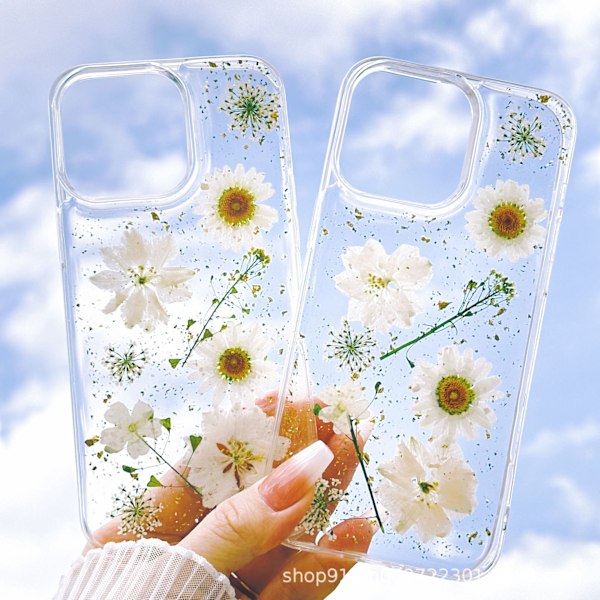 Vitt Phoenix Guldfolie Multi-Blommig Mobilskal för Apple 16promax/15 iPhone16E