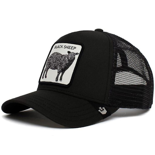 Utförsäljning Djur Baseball Cap Solskydd Mesh Broderad Trucker Hat Black goat