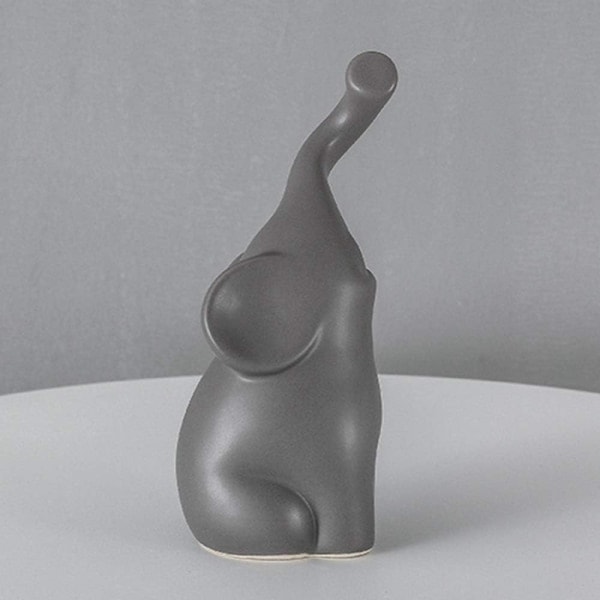 Harmonisk elefantpar i beige og grå keramikk - moderne s