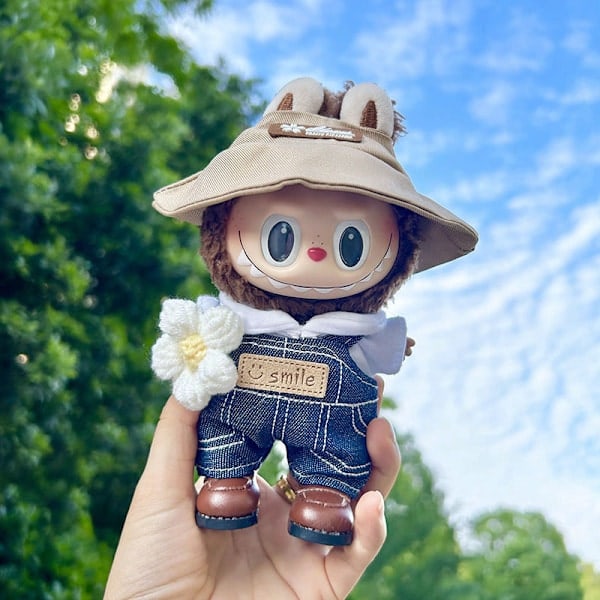 5 st (endast kläder) 17 cm hängande blindbox macaron Labubu Labubu Time to chill dockkläder