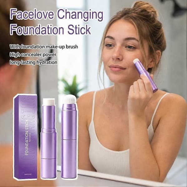 Facelove Changing Foundation Stick, 2-i-1 fargeskiftende foundationstift 2pc