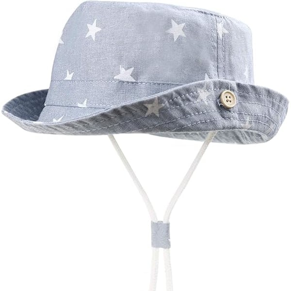 Vauvan aurinkohattu taaperon aurinkosuoja eläinlippis unisex kesäinen ämpärihattu leukahihnalla, 48cm