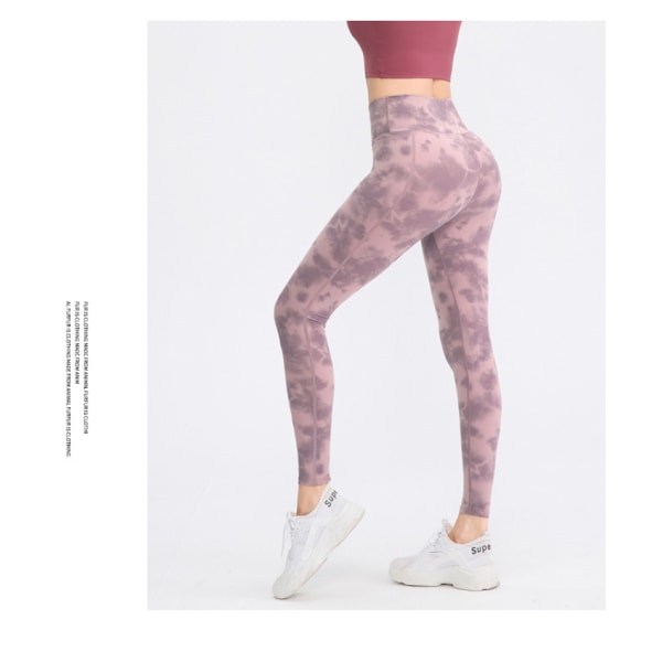 Womens High Waist Gym Leggings Fitness port Löp Yoga Byxor Tie Dye Ljus Grey S