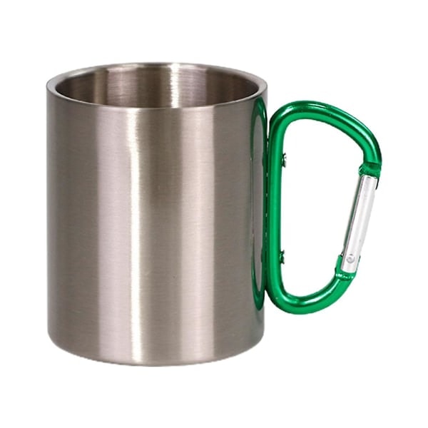300 ml Gör-det-själv Anpassningsbar Resemugg i Rostfritt Stål med D-ring Karbinhake Handtag Vatten Te Kaffekopp för Utomhussport Camping Vandring Hemma