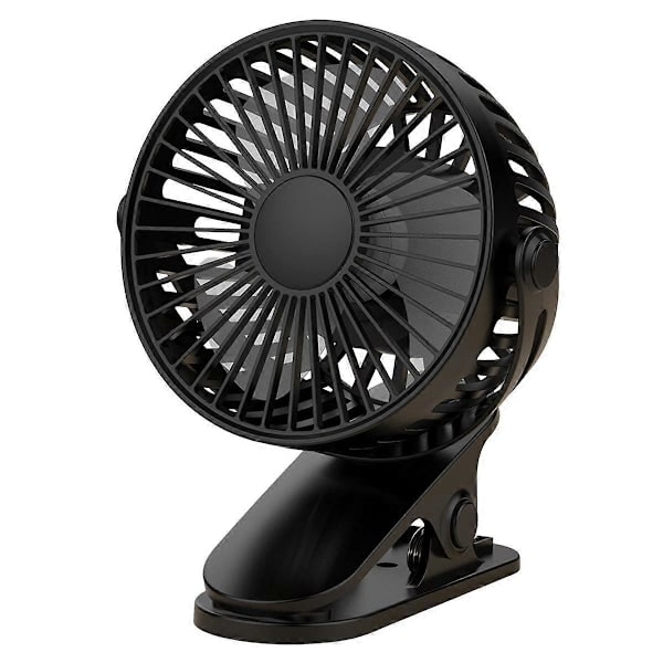 Klemme på Ventilator USB Opladning Udendørs Bærbar Kollegium Roterende Støjsvag 3-Hastigheds Justerbar Ventilator til Soveværelse Kontor, A