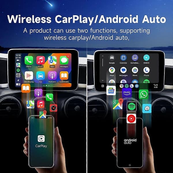 Langaton Android-autoadapteri Carplay langaton 2 in 1 -älyadapteri