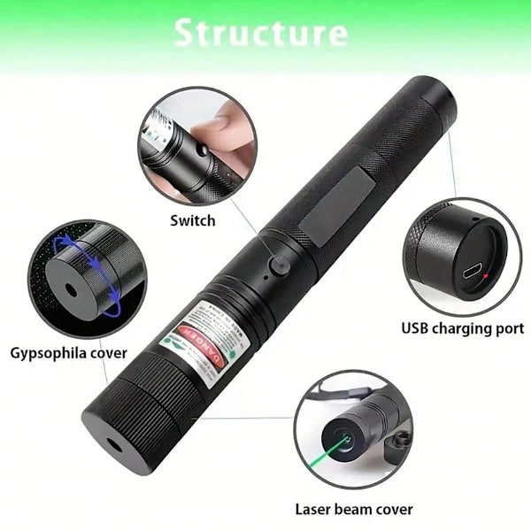 303 Grön Laserficklampa Grön Lampa Laser Bärbar Ljus Ficklampa Pekare Kommando Penna Laser