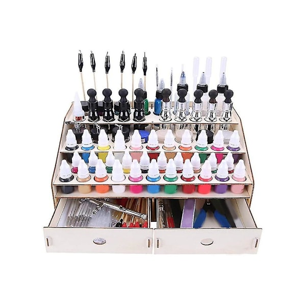 DIY Tre Organizer Maling Flasker Display Børsteholder Stativ Oppbevaringsmodell Verktøy 58 Flasker Pa